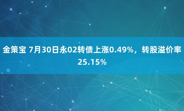 金策宝 7月30日永02转债上涨0.49%，转股溢价率25.15%