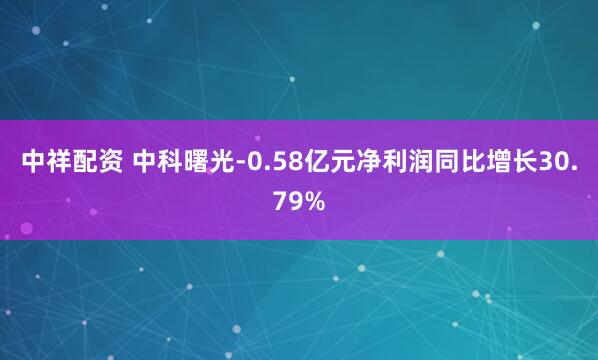 中祥配资 中科曙光-0.58亿元净利润同比增长30.79%