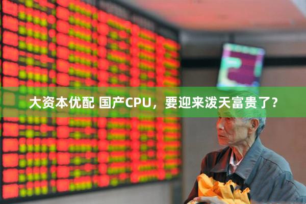 大资本优配 国产CPU，要迎来泼天富贵了？
